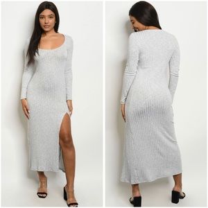 Gray high thigh cut midi dress